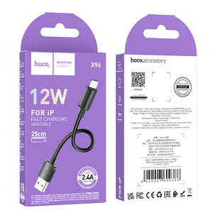 Hoco USB-C Fast Charging Data Cable with 27W Power Delivery, Compact 25cm