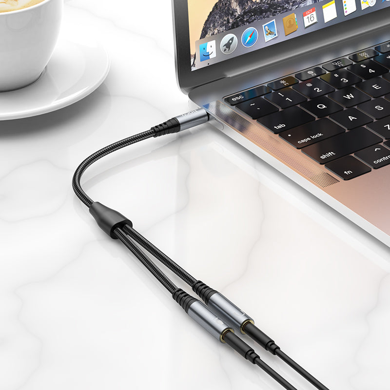 Hoco 3.5mm Splitter Audio Adapter Cable 2-in-1 Converter Male to 2 Female UPA21