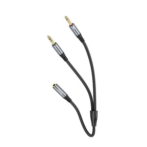 Hoco 3.5mm Splitter Audio Adapter Cable 2-in-1 Converter 2 Female to 1 Male UPA21