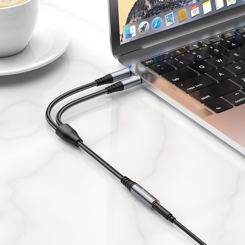 Hoco 3.5mm Splitter Audio Adapter Cable 2-in-1 Converter 2 Female to 1 Male UPA21