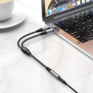 Hoco 3.5mm Splitter Audio Adapter Cable 2-in-1 Converter 2 Female to 1 Male UPA21