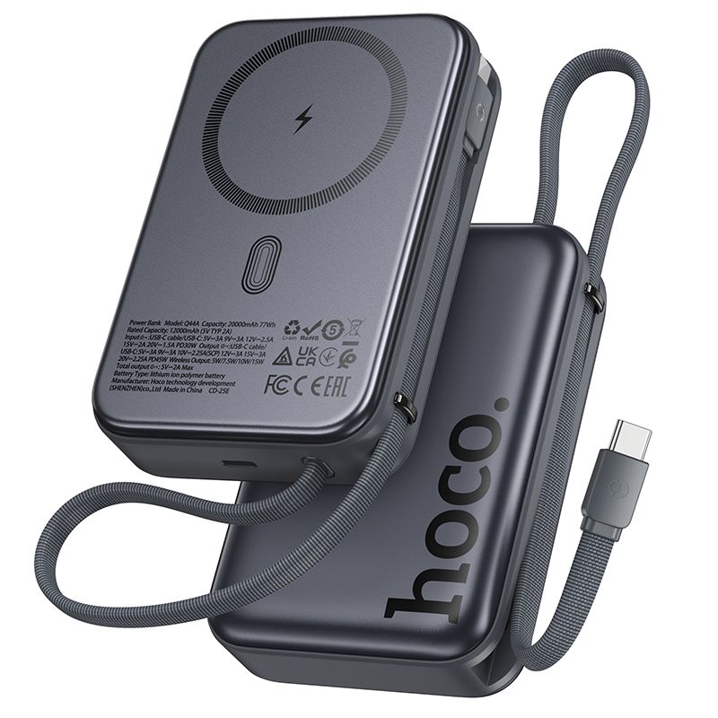 Hoco 20000mAh Magnetic Magsafe Power Bank PD45W Fast Charging with Cable Q44A