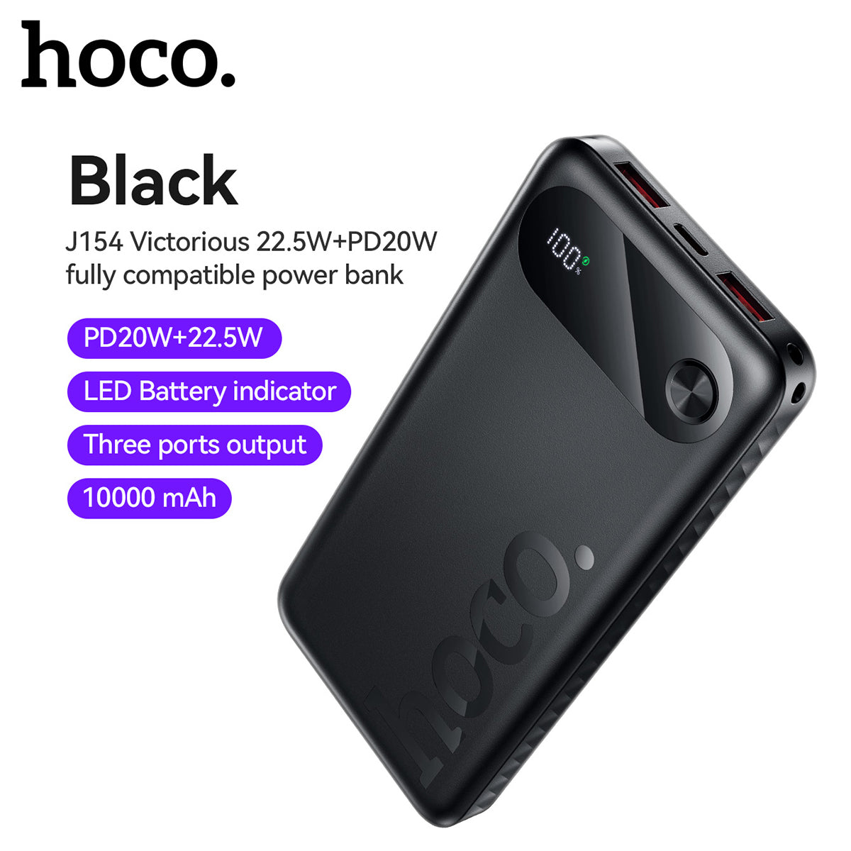 Hoco 10000mAh Slim Power Bank 22.5W + PD20W Fast Charging Portable Phone Charger