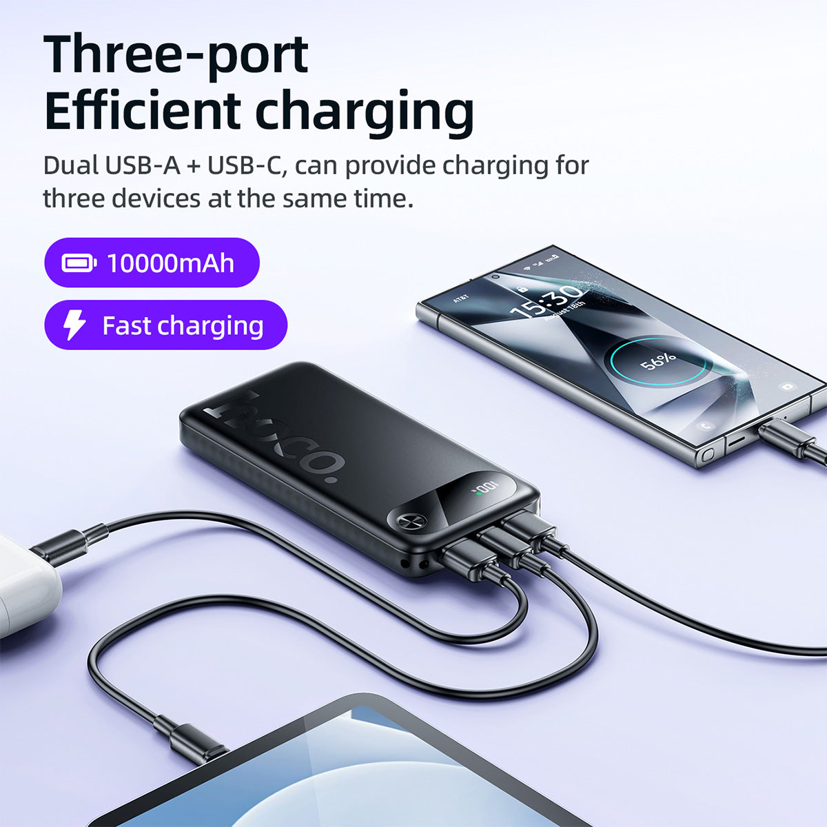 Hoco 10000mAh Slim Power Bank 22.5W + PD20W Fast Charging Portable Phone Charger