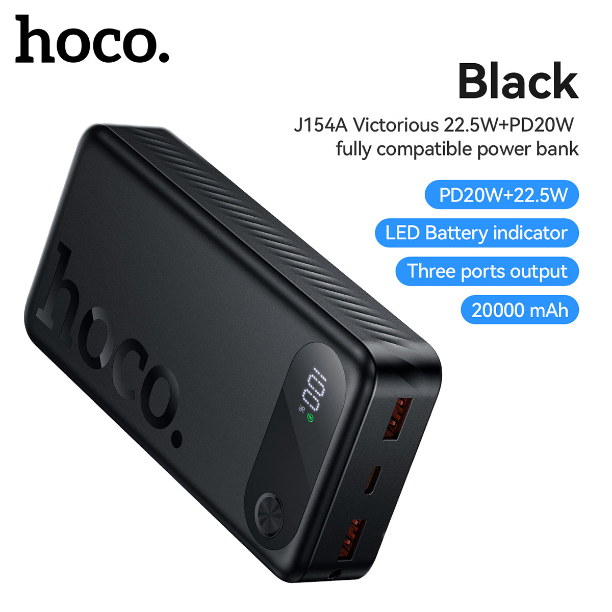 Hoco 20000mAh 22.5W PD20W Fast Charging Power Bank CCC Certified J154A
