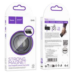 Hoco Double Sided Magnetic Phone Ring Holder Foldable Kickstand Grey GH9