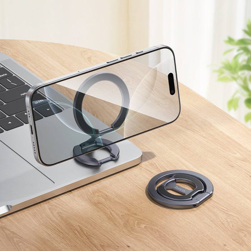 Hoco Double Sided Magnetic Phone Ring Holder Foldable Kickstand Grey GH9