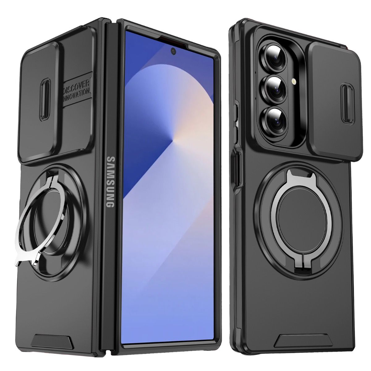 Blacktech Samsung Galaxy A07 TitanRing Magnetic Ring Stand Camera Case