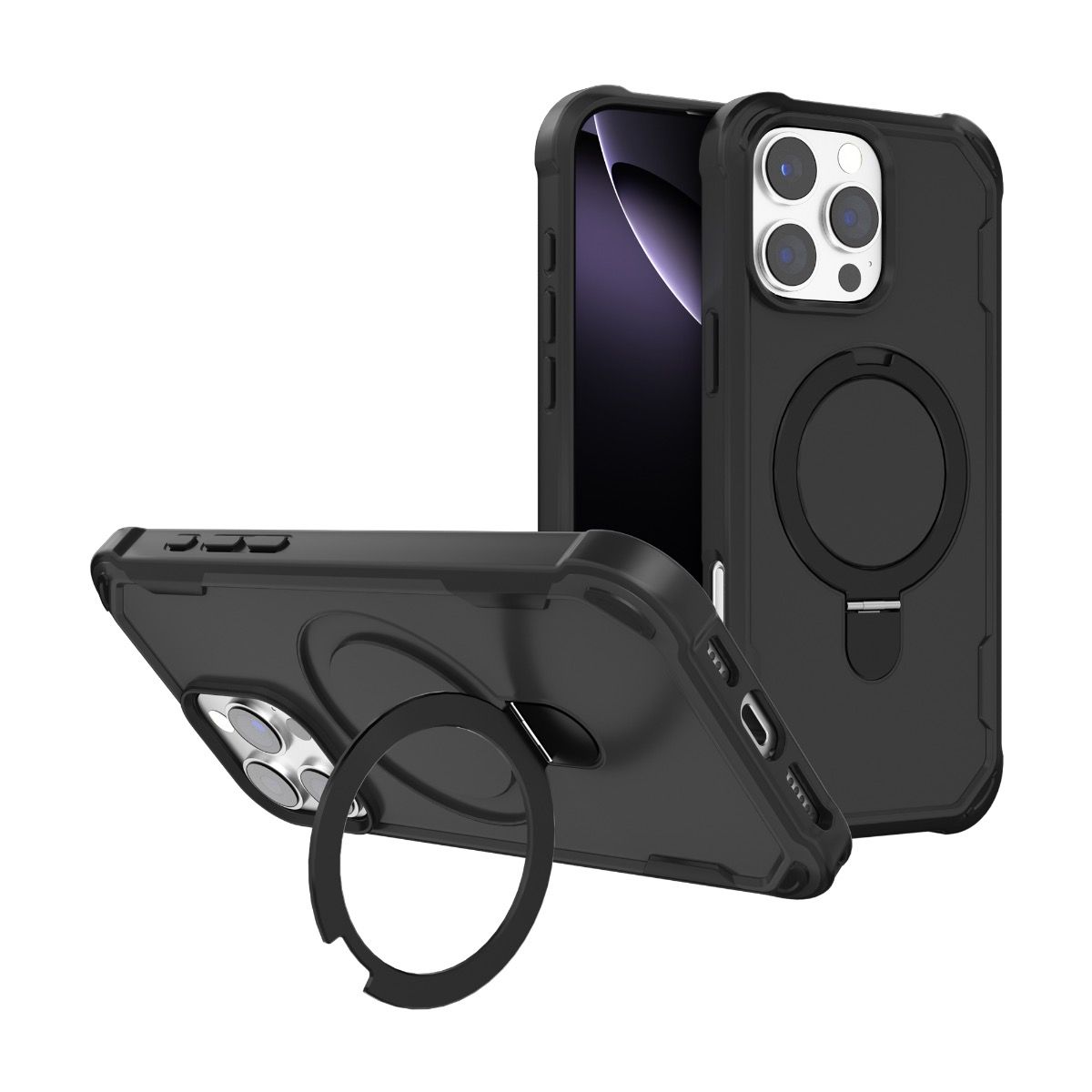 Blacktech Samsung Galaxy S25 FE Military Ring Stand Heavy Duty Back Case Magsafe