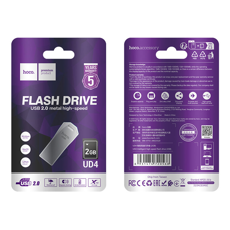 Hoco 16GB Zinc Alloy USB 2.0 Flash Drive