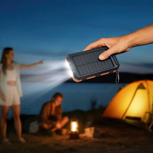 Hoco 8000mAh Solar Power Bank with Dual LED Lights Outdoor Charger Black J164