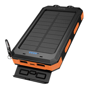 Hoco 8000mAh Solar Power Bank with Dual LED Lights Outdoor Charger Black J164