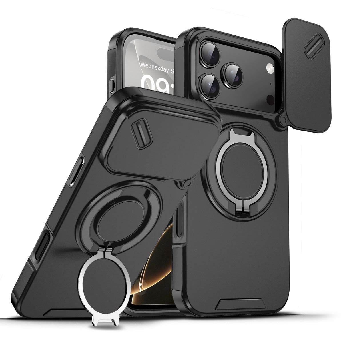 iPhone 17 Blacktech Magnetic TitanRing Armor Case