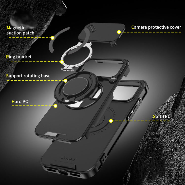 iPhone 17 Blacktech Magnetic TitanRing Armor Case