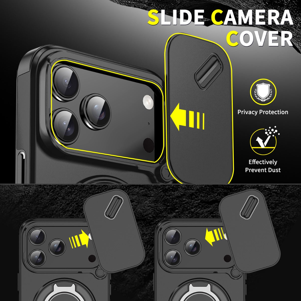 iPhone 17 Blacktech Magnetic TitanRing Armor Case