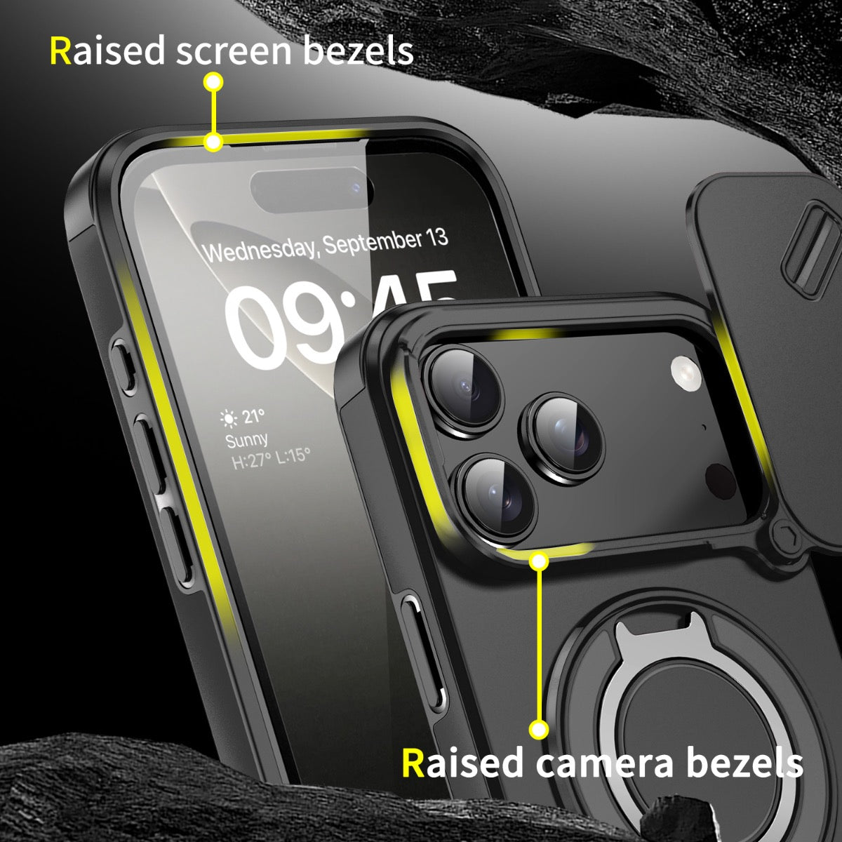 iPhone 17 Pro Max Blacktech Magnetic TitanRing Armor Case