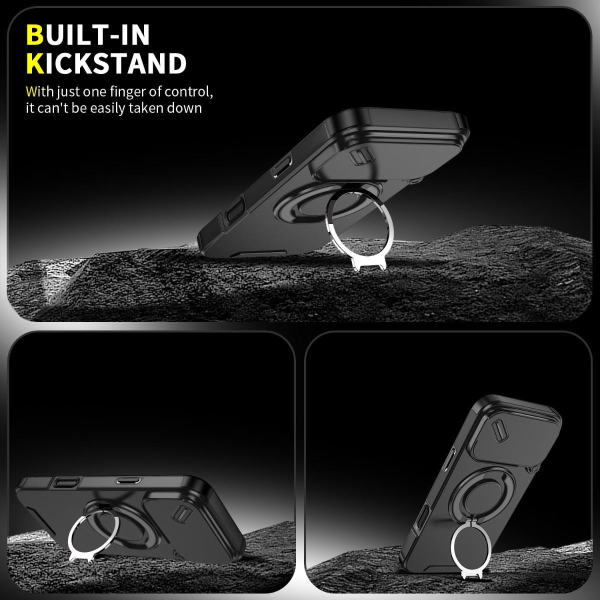 iPhone 17 Pro Max Blacktech Magnetic TitanRing Armor Case