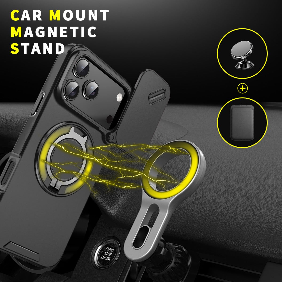 iPhone 17 Pro Max Blacktech Magnetic TitanRing Armor Case