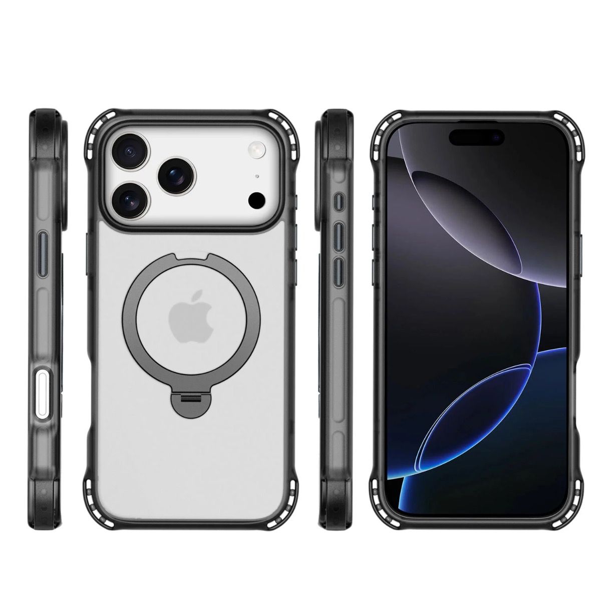 Blacktech iPhone 17 Magsafe Magnetic Ring Stand Bumper Case