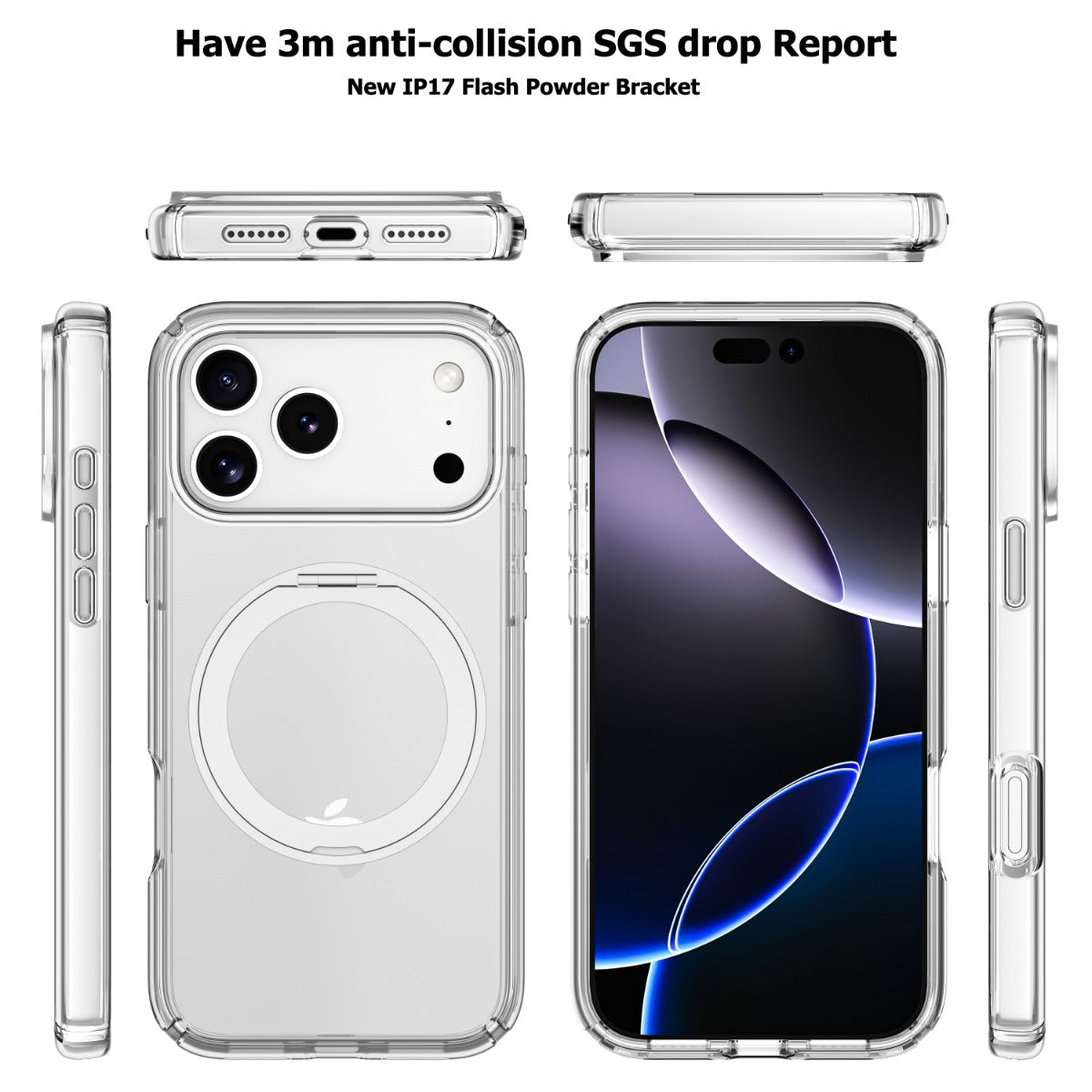 iPhone 15 Pro Max Blacktech Stay Clear Ring Case MagSafe Magnetic Ring Holder Grip