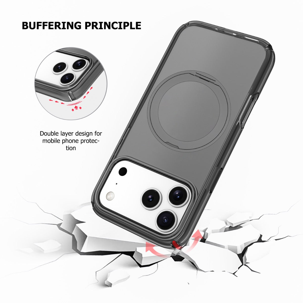 iPhone 15 Pro Blacktech Stay Black Ring Case MagSafe Magnetic Ring Holder Grip