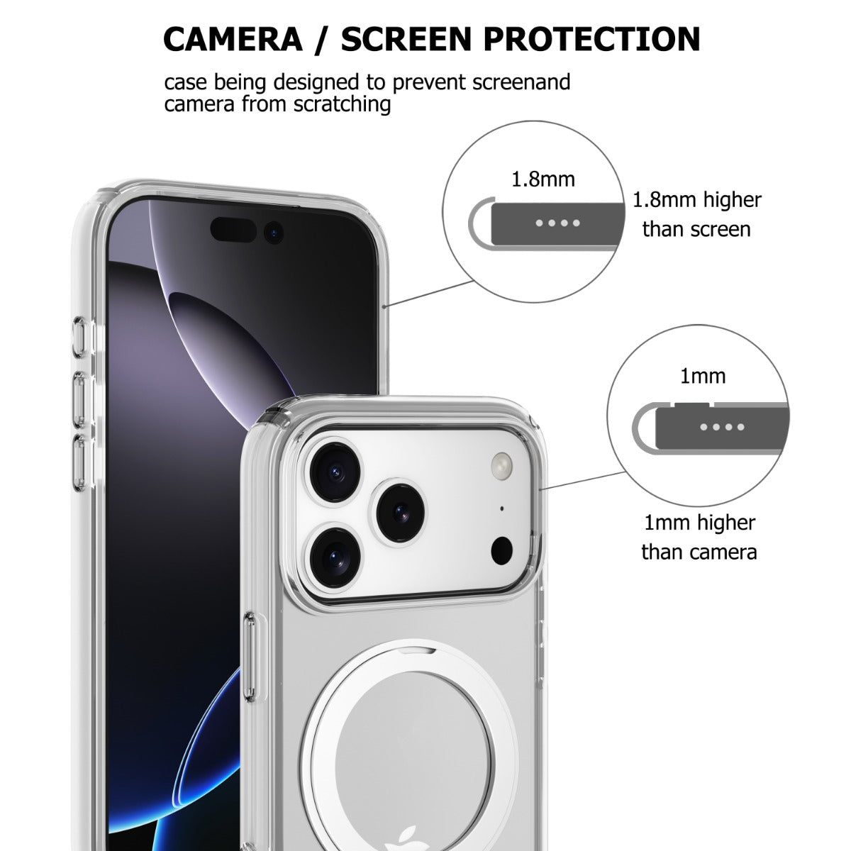 iPhone 14 Pro Max Blacktech Stay Clear Ring Case MagSafe Magnetic Ring Holder Grip