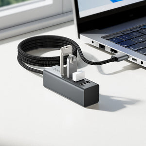 Hoco 4-in-1 USB Hub with 4x USB 2.0 Ports for Laptop, Desktop and Travel Use