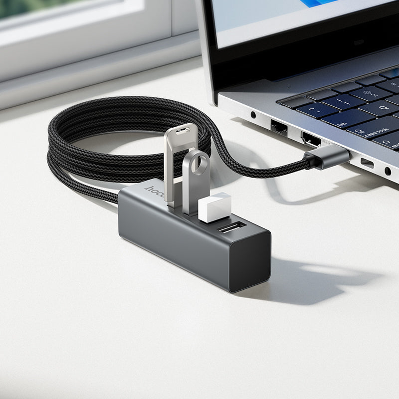 Hoco 4-in-1 USB Hub with 4x USB 2.0 Ports for Laptop, Desktop and Travel Use