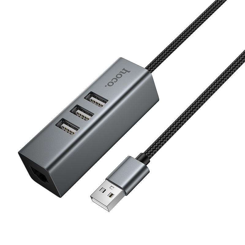 Hoco 4-in-1 USB Hub with 3x USB 2.0 Ports and RJ45 Ethernet for Laptops
