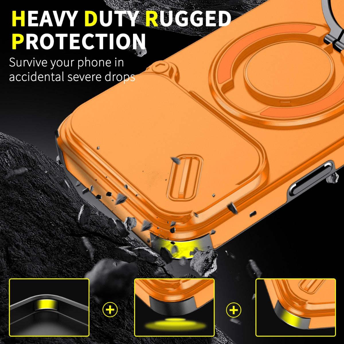 iPhone 17 Pro Max Blacktech Magnetic TitanRing Armor Case