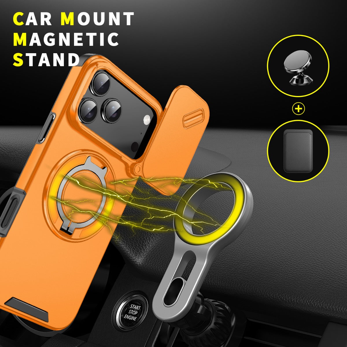 iPhone 17 Pro Max Blacktech Magnetic TitanRing Armor Case