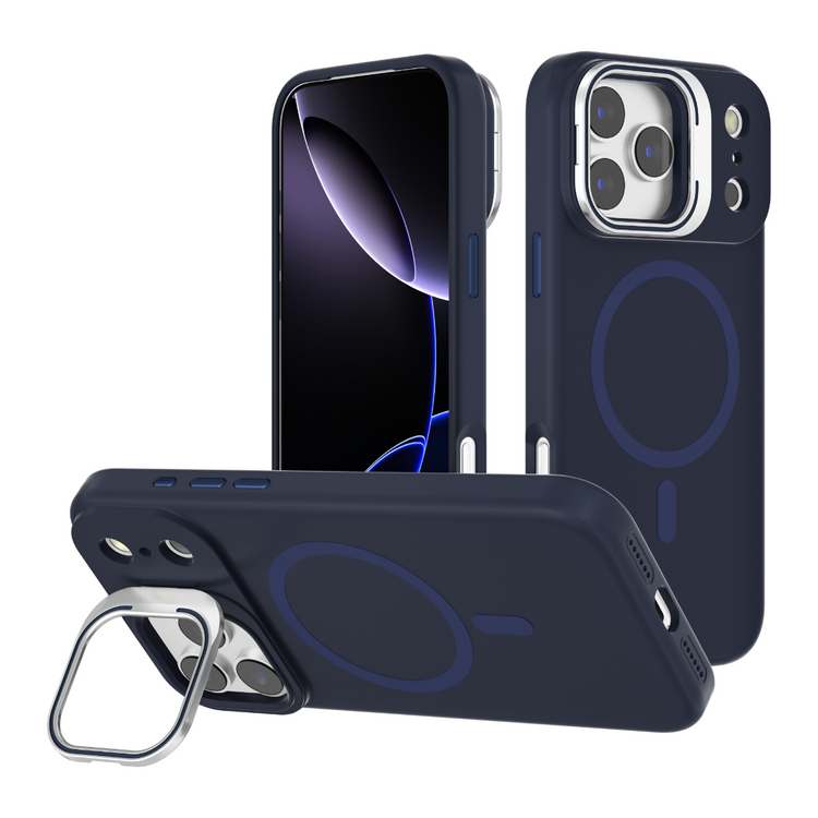 iPhone 17 Pro Blacktech Y2 Liquid Silicone With Camera Stand Case MagSafe Magnetic