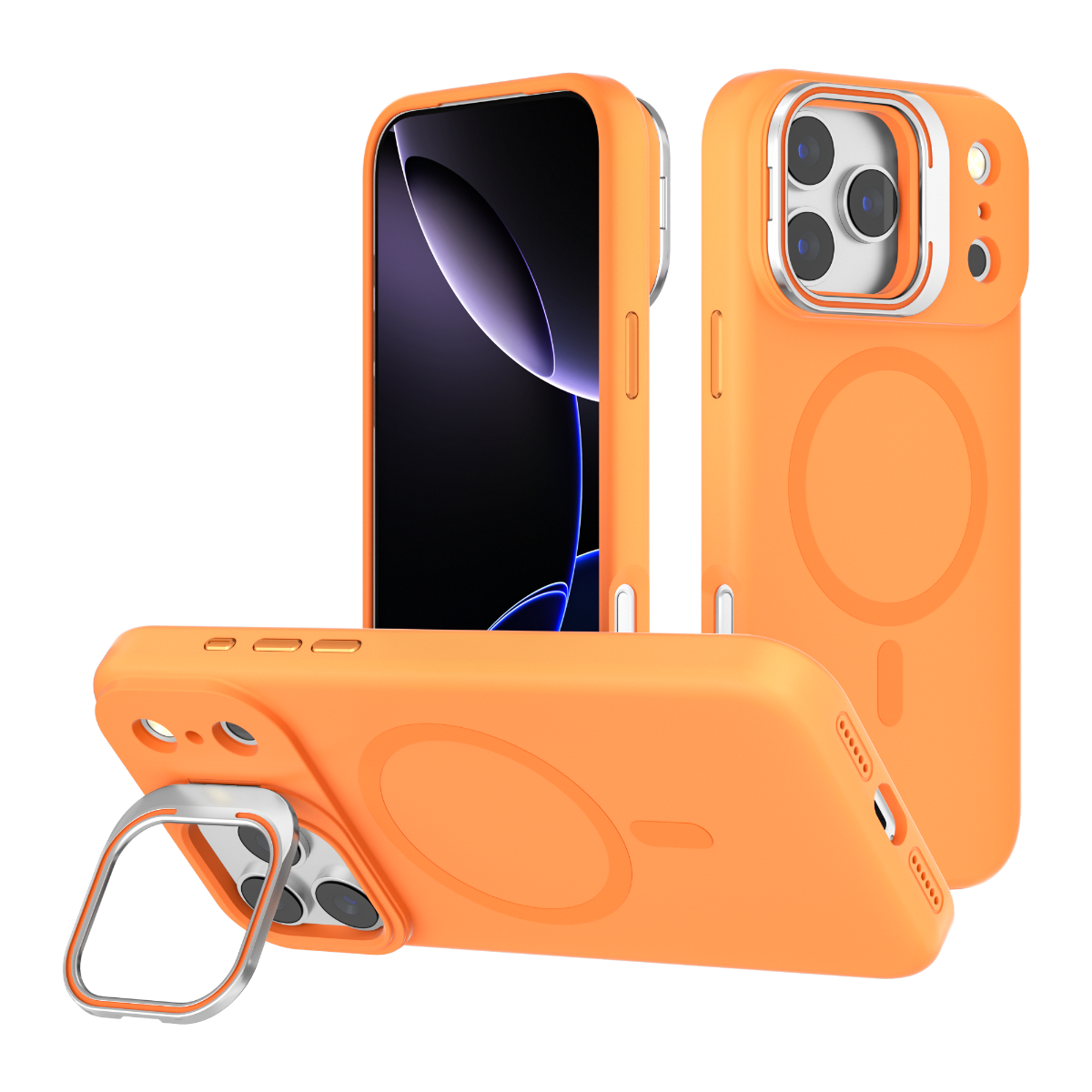 iPhone 17 Pro Blacktech Y2 Liquid Silicone With Camera Stand Case MagSafe Magnetic