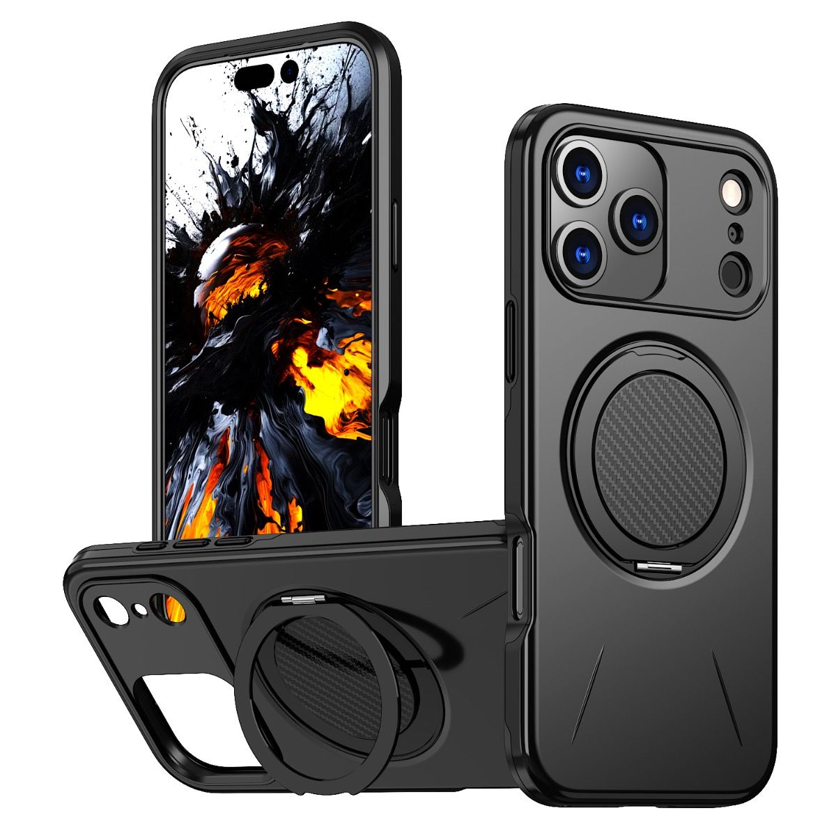 Blacktech Samsung Galaxy A17 Sentinel Ring Magnetic Ring Stand Camera Case
