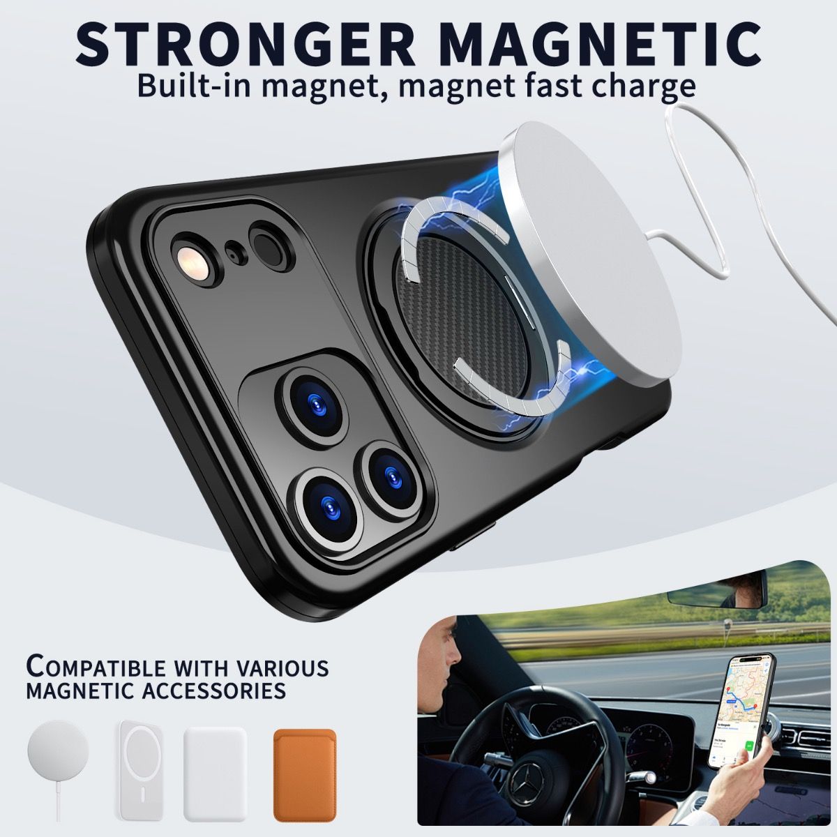Blacktech Samsung Galaxy A17 Sentinel Ring Magnetic Ring Stand Camera Case