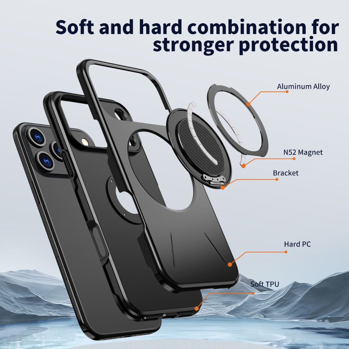iPhone 17 Pro Blacktech Sentinel X Ring Case MagSafe Magnetic Rugged Grip