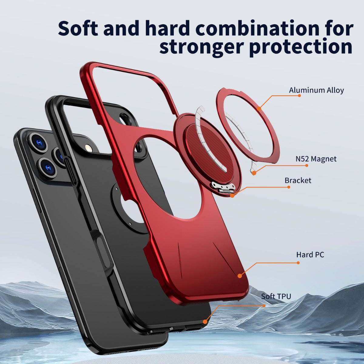 iPhone 17 Pro Blacktech Sentinel X Ring Case MagSafe Magnetic Rugged Grip