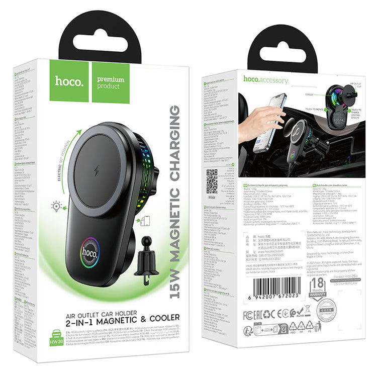 Hoco 15W Magsafe Magnetic Wireless Car Charger Holder for Air Vent HW36