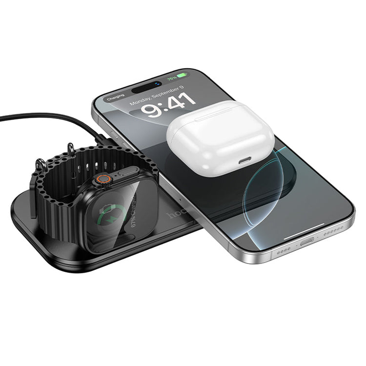 Hoco 3-in-1 Desktop Wireless Fast Charger for Phone Watch and Earbuds Stand CW65