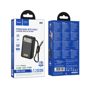Hoco 12000mAh Power Bank 65W PD Fast Charging Multi-Protocol Support Portable Q53