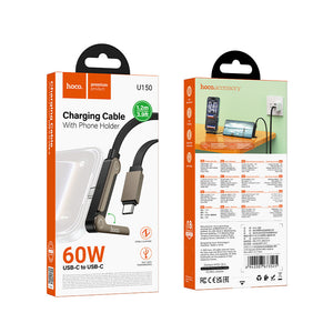 Hoco USB-C to USB-C 60W Fast Charging Cable with Built-In Phone Stand Bracket U150