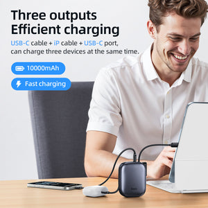 Hoco 10000mAh Compact Power Bank PD20W CCC Certified Super Small Built-In Cable Q49