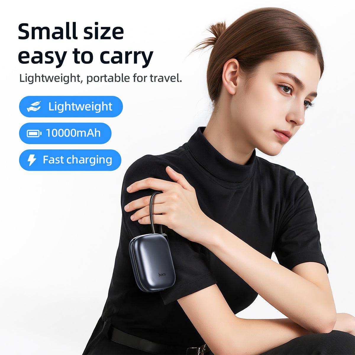 Hoco 10000mAh Compact Power Bank PD20W CCC Certified Super Small Built-In Cable Q49