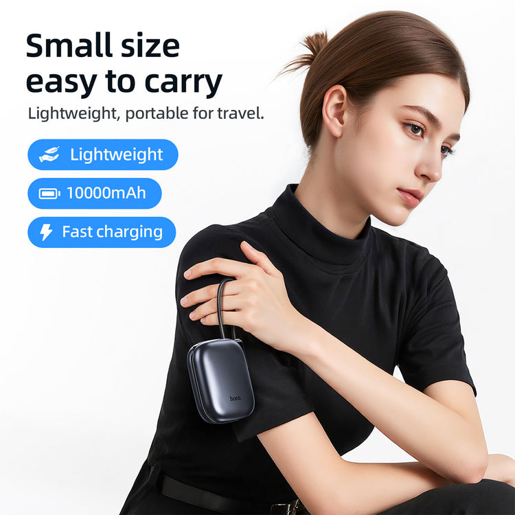 Hoco 10000mAh Compact Power Bank PD20W CCC Certified Super Small Built-In Cable Q49