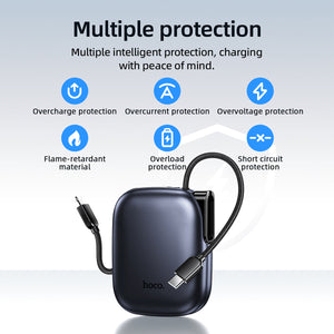 Hoco 10000mAh Compact Power Bank PD20W CCC Certified Super Small Built-In Cable Q49