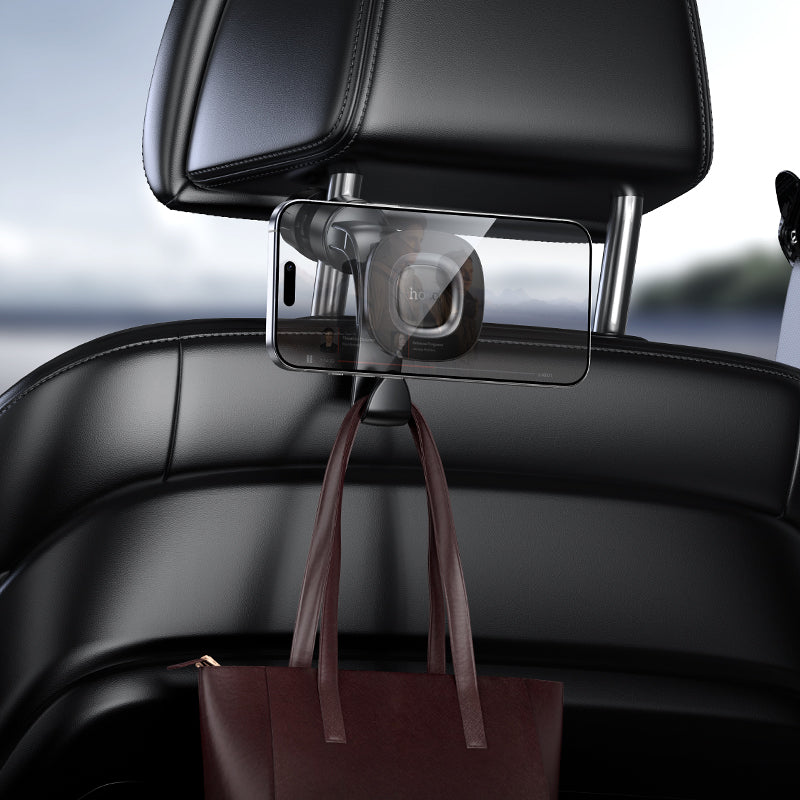 Hoco Magnetic Headrest Car Phone Holder with Built-In Hook and Adjustable Angle