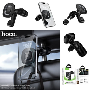 Hoco Magnetic Headrest Car Phone Holder with Built-In Hook and Adjustable Angle