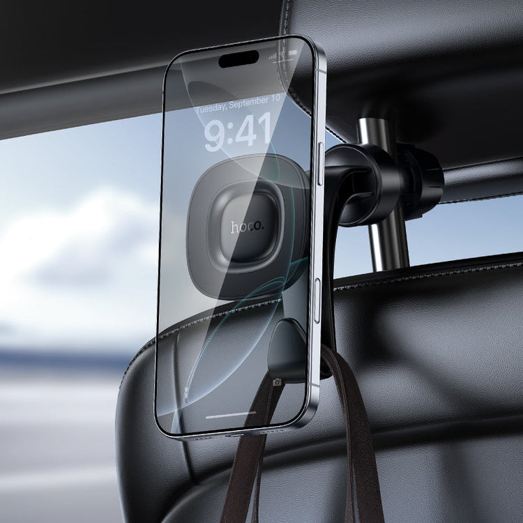 Hoco Magnetic Headrest Car Phone Holder with Built-In Hook and Adjustable Angle