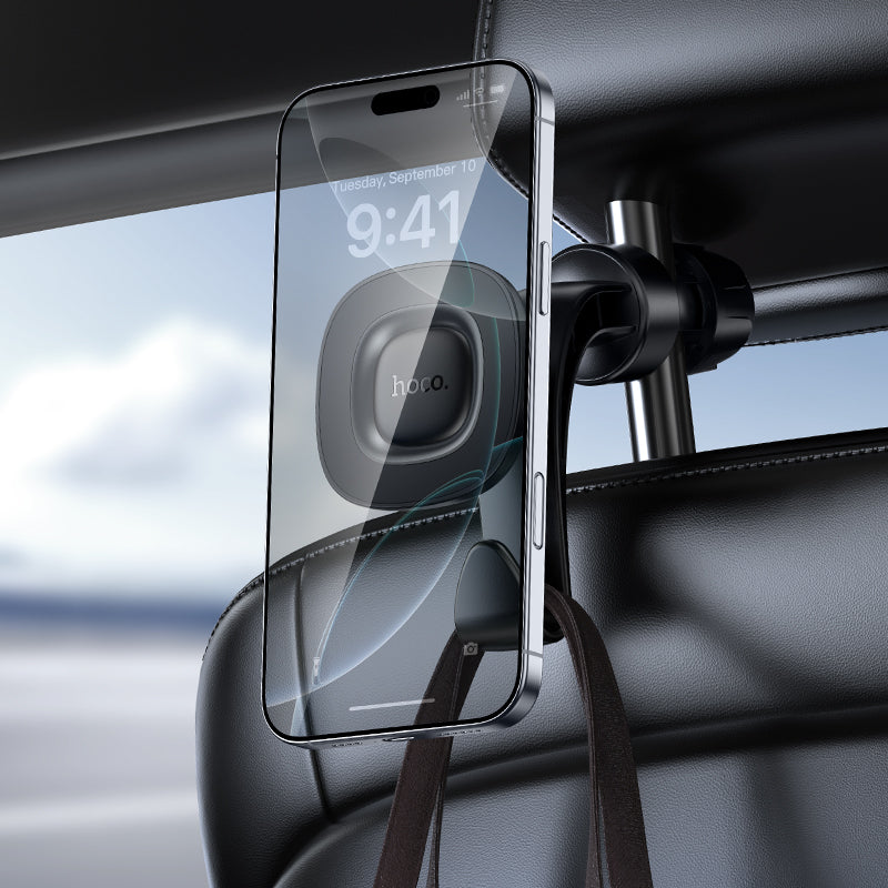 Hoco Magnetic Headrest Car Phone Holder with Built-In Hook and Adjustable Angle