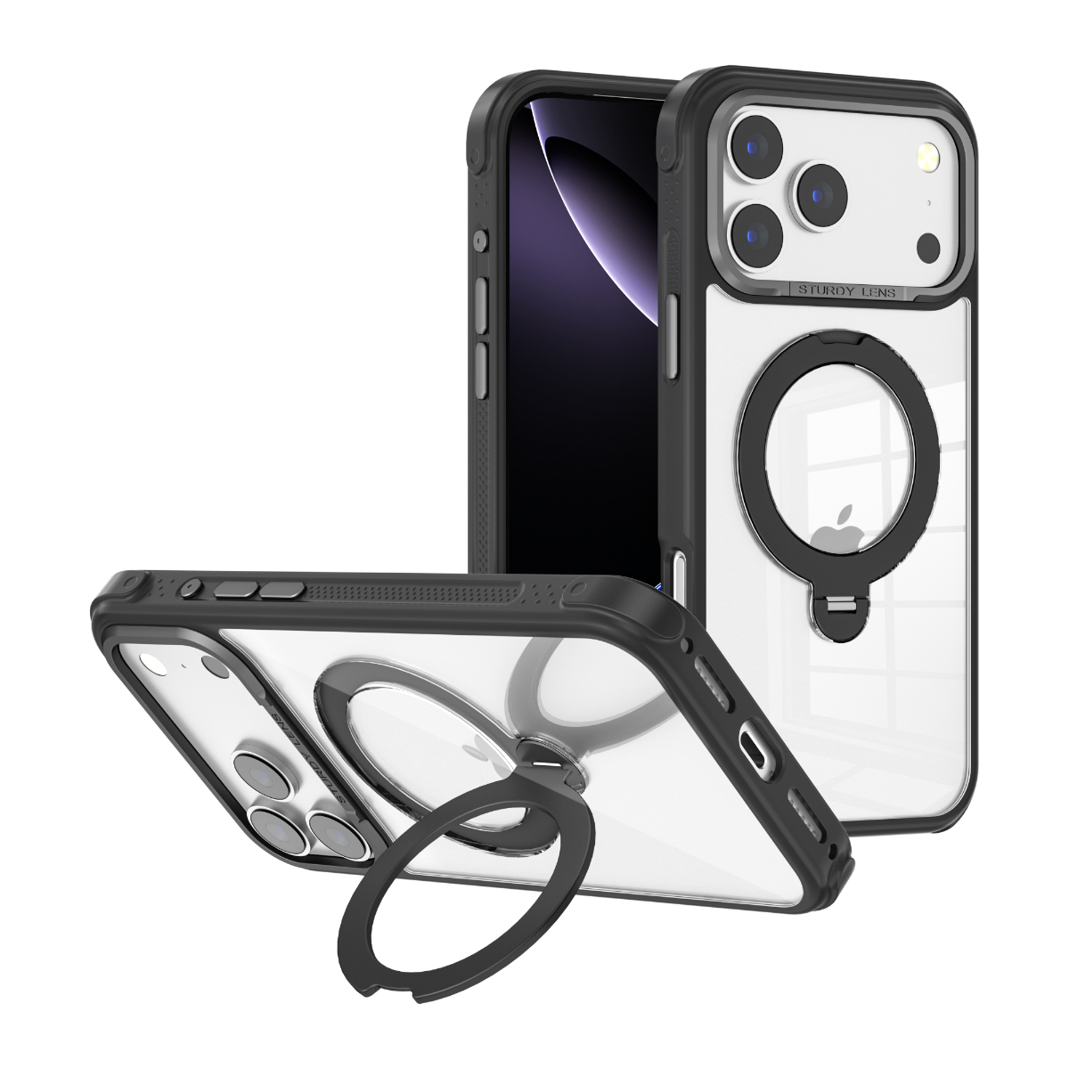 Blacktech Samsung Galaxy S26 Ultra O5 Clear Aluminum Camera Frame Ring Stand Case MagSafe Magnetic
